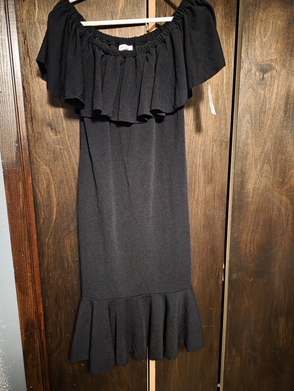 LuLaRoe Black Off-Shoulder Ruffle Midi Dress